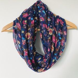 EUC Navy Blue Floral infinity scarf